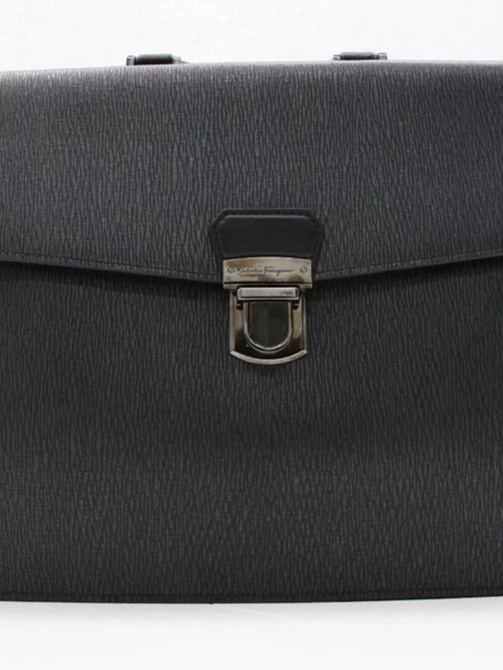 Salvatore Ferragamo Leather Gancini Briefcase - Black